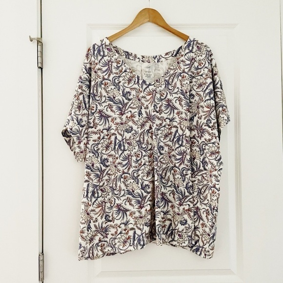 J. Jill Luxe Supima Pleat Back Tee Shirt Floral 4X - Picture 3 of 8
